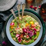 top view salad with guacamole